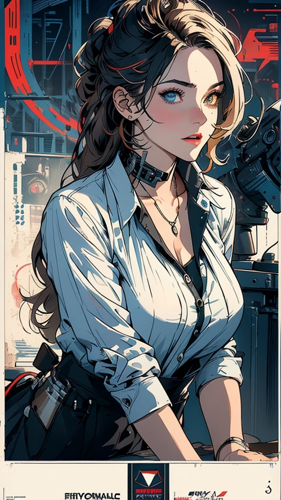 (((masterpiece, highest quality))),(((solo:1.2))),(((1girl:1.2))),32k wallpaper, very detailed, poster, vintage science fiction,(((((geometric cinematic movie poster))))), (bauhaus), shape,(((abstract))),(mid century modern),movie poster,(((((portfolio))))),(((((Close-up))))),(((((bust up))))),((((more various angle)))),(((highlight))),((((heterochromia)))),(((complete. detailed face))),(((Extremely talented))),(((((most complecated machine))))),Colorful color scheme,(Cleavage),(((((unlimited mechanic Workaholic))))),(((Absolutely blank background)))