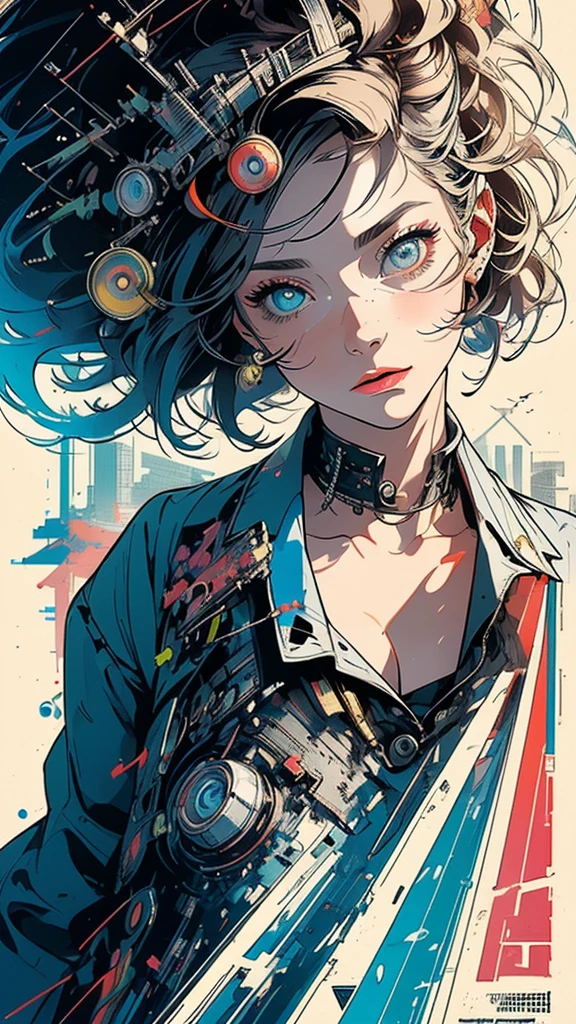(((masterpiece, highest quality))),(((solo:1.2))),(((1girl:1.2))),32k wallpaper, very detailed, poster, vintage science fiction,(((((geometric cinematic movie poster))))), (bauhaus), shape,(((abstract))),(mid century modern),movie poster,(((((portfolio))))),(((((Close-up))))),(((((bust up))))),((((more various angle)))),(((highlight))),((((heterochromia)))),(((complete. detailed face))),(((Extremely talented))),(((((most complecated machine))))),Colorful color scheme,(Cleavage),(((((unlimited mechanic Workaholic))))),(((Absolutely blank background)))