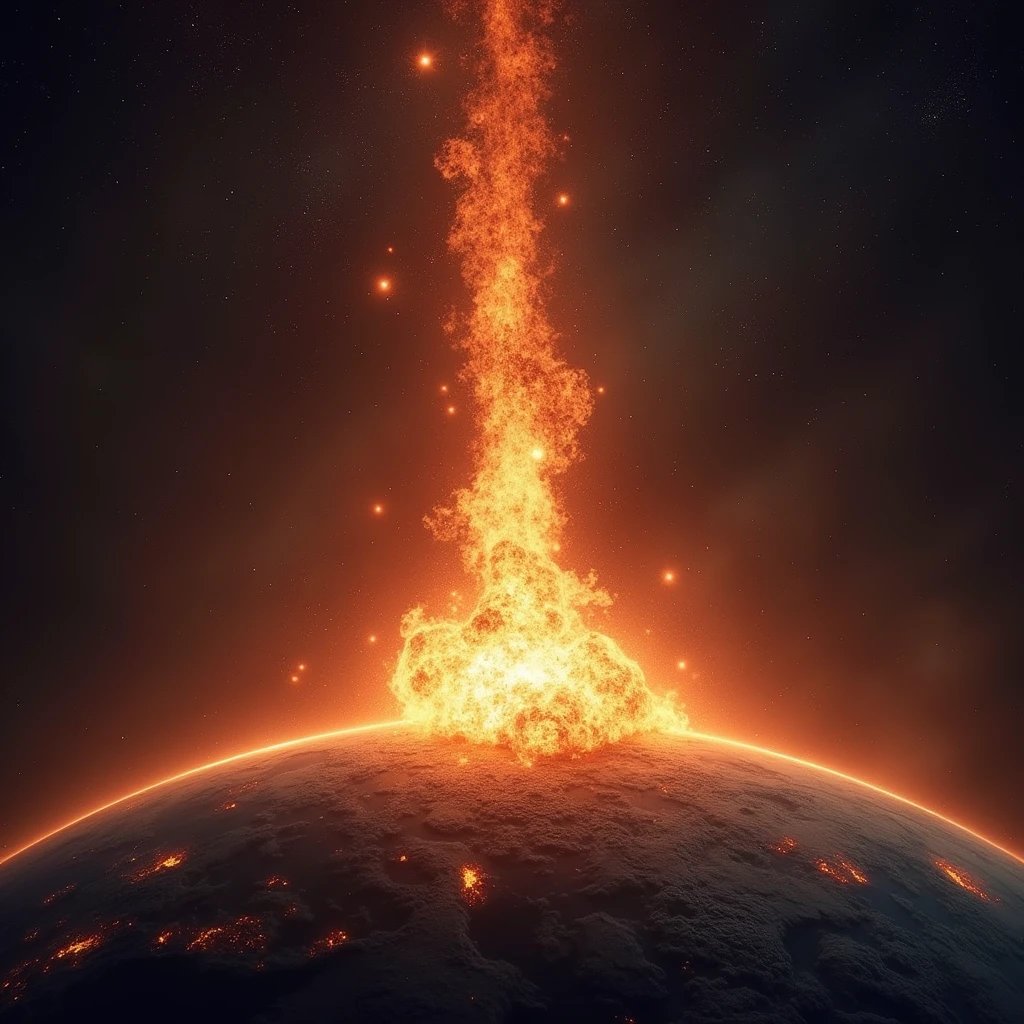 comet, huge explosion on earth surface, 