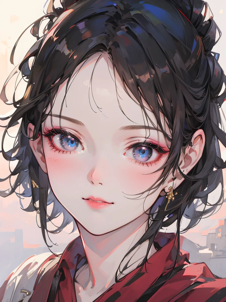 Highest quality, 超High resolution, (Realistic:1.4),Sunset Light, ponytail, Korean women, Detailed Photos, smile, sexy, Black Shirt, To the camera, close (masterpiece: 1.3), (8k, Realistic, Highest quality: 1.4), (One girl), Beautiful Face, (Realistic Face), (Black Hair, short hair: 1.3), Beautiful hairstyle, Realistic eyes, Beautiful details in the eyes, (Realistic Skin), Beautiful Skin, (sweater), Absurd, Charm, 超High resolution, Ultra-realistic, High resolution, Golden Ratio