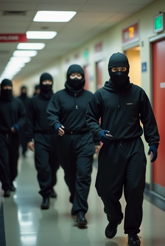 Ninjas going to work at a bank
