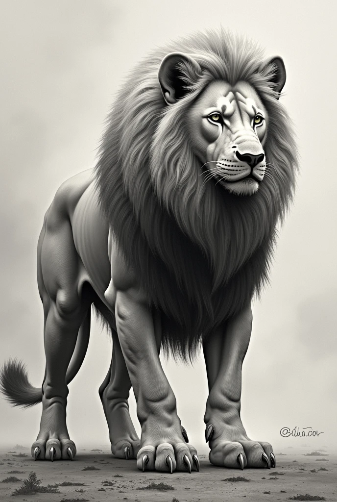 combine animal drawing of Face of the Dog and Body of the Lion