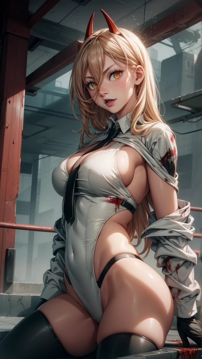 masterpiece, fabulous, Best quality, a high resolution, 1 girl, ((One)), colorfull, blonde, dangerous,bright eyes,(yellow eyes), One, , mesmerizing eyes, neon, smileing, scary smile, madness, ((blood, colorful, ink)) Intimate rupture,cyberpunk, Digital art, high detail, modern, difficult, perfect face, Traced lights, Backlight, scary, (sensual), mysterious, blood, CINEMATIC BREAK , Backlight, sparkling eyes, art, wallpaper, futuristic clothes, fog, BREAK improved, long hair, absurd, crazy smile, HyperstylizationV6, power \(XM\), pupils in the form of symbols