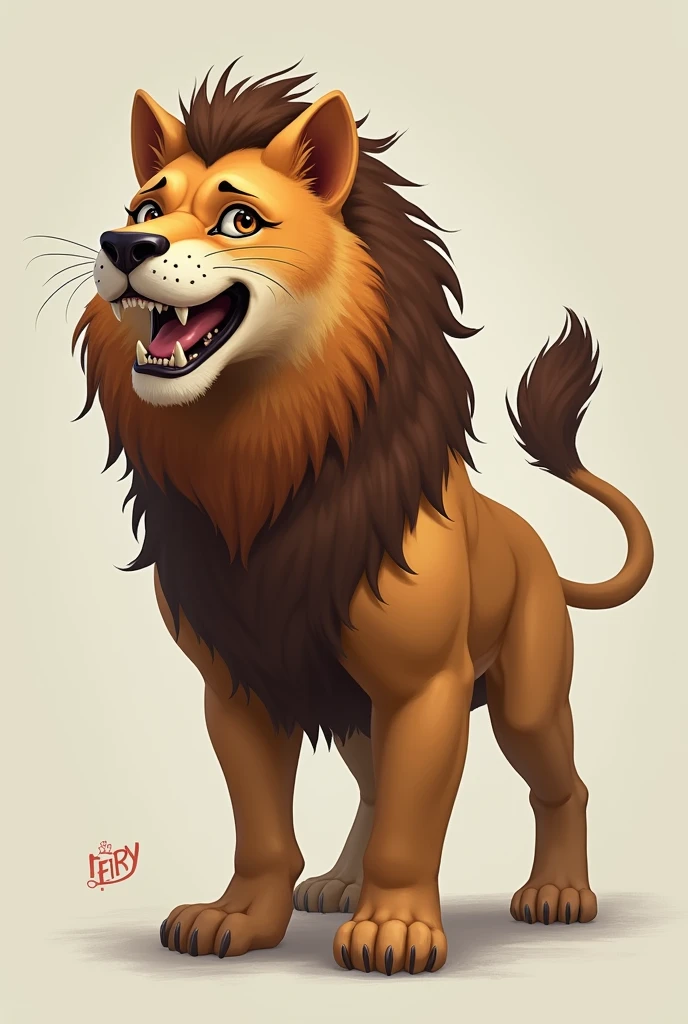 combine animal drawing of Face of Dog and Body of Lion
