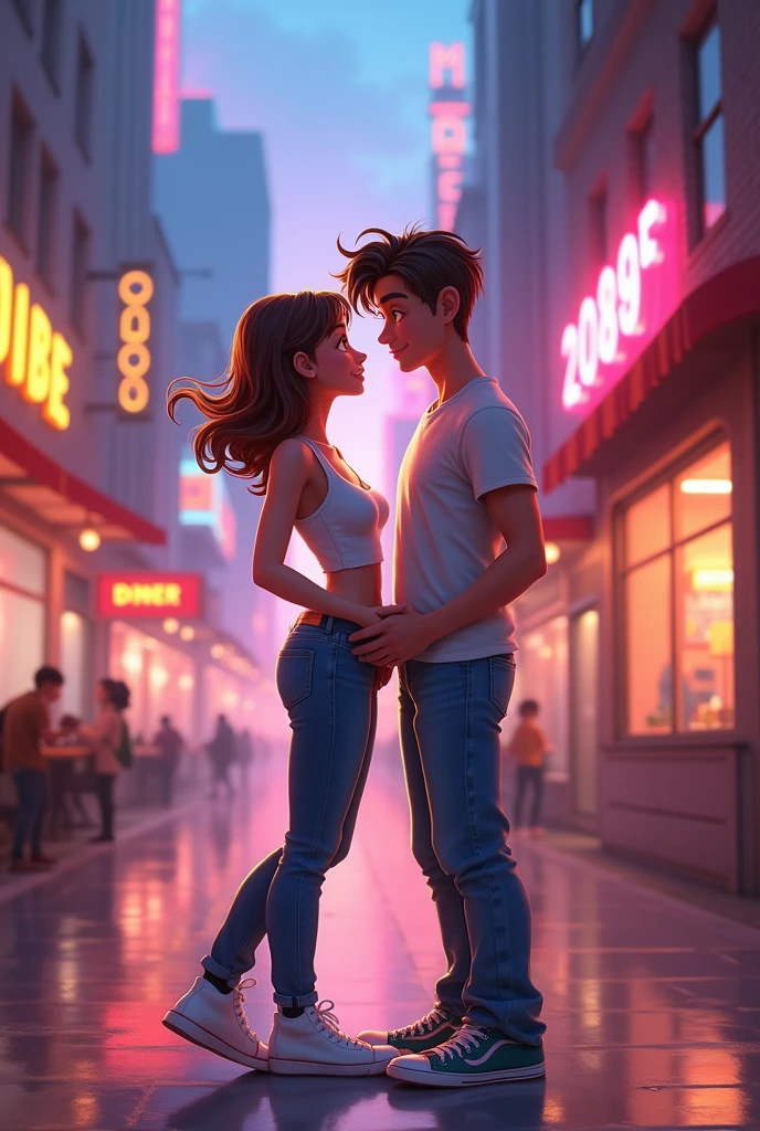 Create an animated image of a couple where the girl is from 1997 and the boy is from 1998