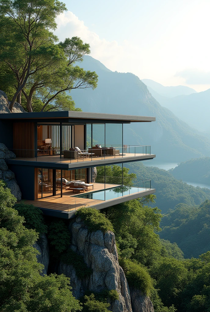 Overlooking nature、Luxury glass villa