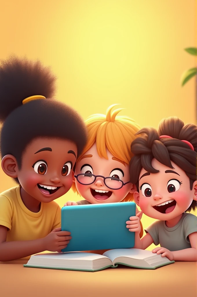 Kids enjoyment skicker on mockup tablet box