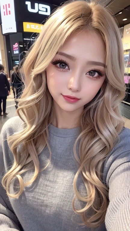 Small breasts、 (curly/Natural Hair)、(Long silver hair)、(Casual clothing:1.4)、(Exposing the breasts:1.2), (Showing nipples:1.3), Browsing Caution, (Cowboy Shot、Highest quality、8k、Award-winning works、Ultra-high resolution)、One beautiful woman、(blonde:1.1)、Bright color contacts、Perfect Makeup、Bright and shiny lipstick、(Very heavy makeup:1.2)、(Deep pink around the eyes:1.1)、Beautiful bright eyeshadow、Heavy makeup around the eyes、(Romantic affection:1.1)、The best smile when he sees me、(Many of them emphasize the body line..:1.1)、(Strongly blurred vibrant Harajuku city background:1.1)、(Strongly blurred background:1.1)、Accurate anatomy、Ultra HD Hair、(Ultra-high resolutionの完璧な美しい歯:1.1)、Ultra-high definition beauty face、Ultra HD Hair、Ultra HD Shining Eyes、輝くUltra-high resolutionの美肌、Ultra-high resolutionの艶やかな唇