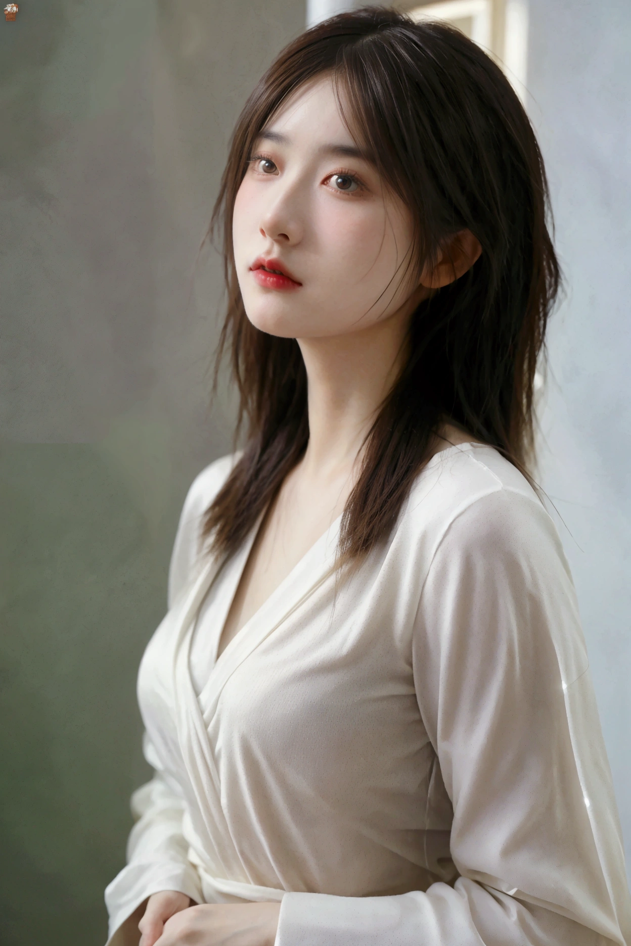 Browsing Caution,(RAW Photos, Highest quality),(Realistic, photo-Realistic:1.3),Highest quality,Very detailed,masterpiece,Very detailed,figure,One girl,upper_body,Dynamic Angle,world masterpiece theater,Messy_length_hair,Highest quality,Very detailed CG ユニティ 8k 壁紙,ink,wonderful,Cinema Lighting,lens_Flare,Dunhuang_style,