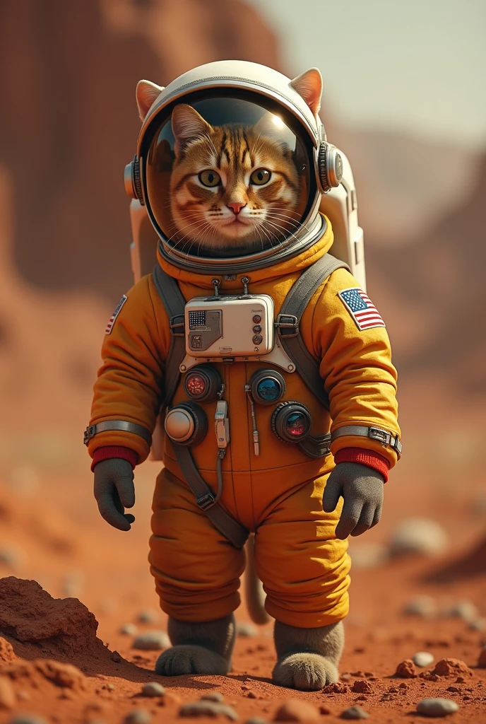 Photo quality Ultra-Real astronaut cat Mars exploration Armageddon-like