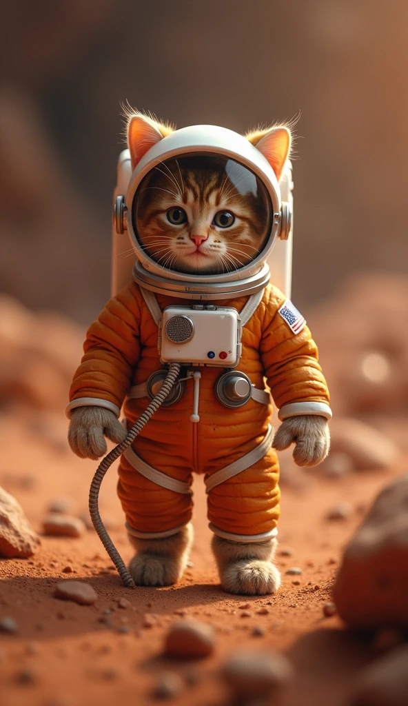 Photo quality Ultra-Real astronaut cat Mars exploration Armageddon-like