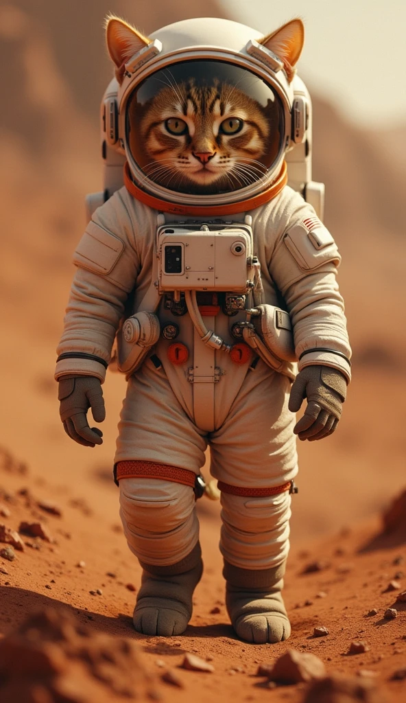 Photo quality　Ultra-Real　astronaut cat　((3))Mars exploration　Armageddon-like
