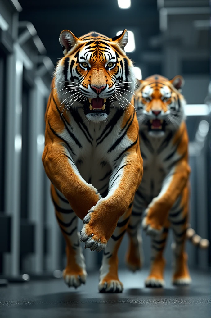 Tiger and tigress in gym