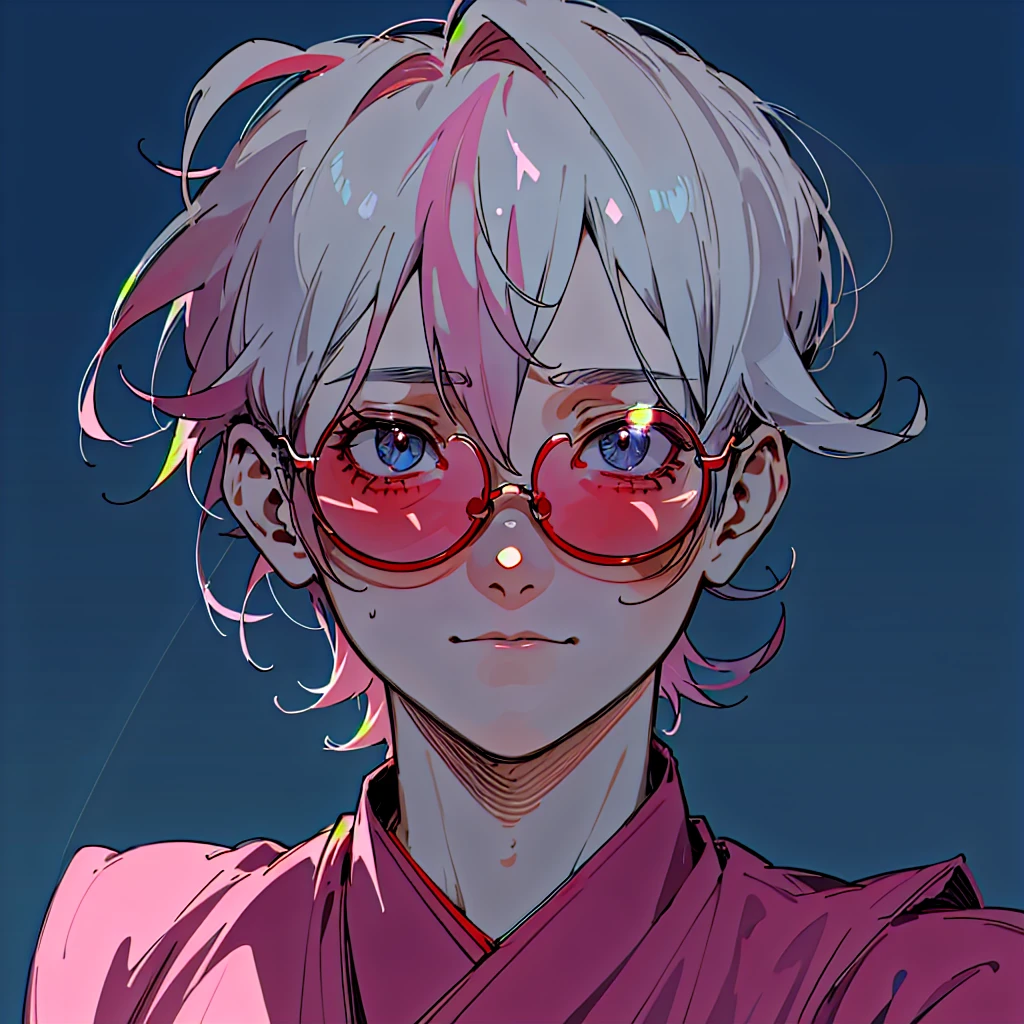 Redraw the image below. Make it look like a actual anime drawing. Like the real gojo from jjk with rose colored glasses. Give it lots od detailing, good line work, and shading and lighting. Impress me 