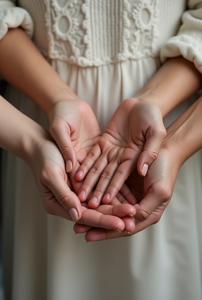Shape of the hands of mother, father and son