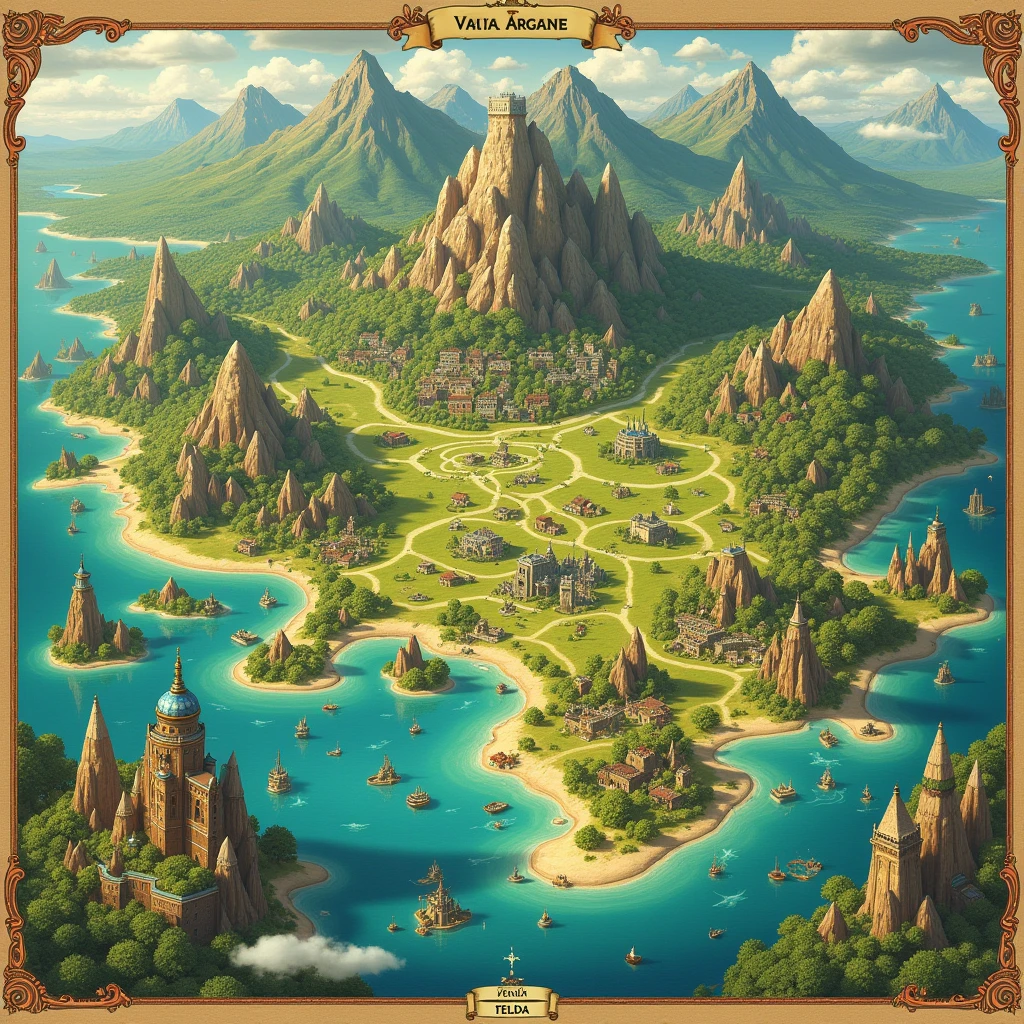 Detailed Zelda Map with City Names 4k nice