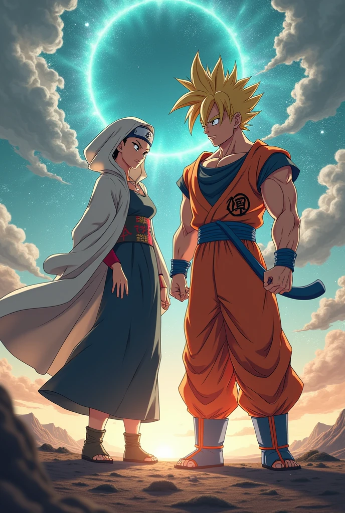 Tsunade Senju(Naruto Shippuden) couple,son goku(dragon ball Z)