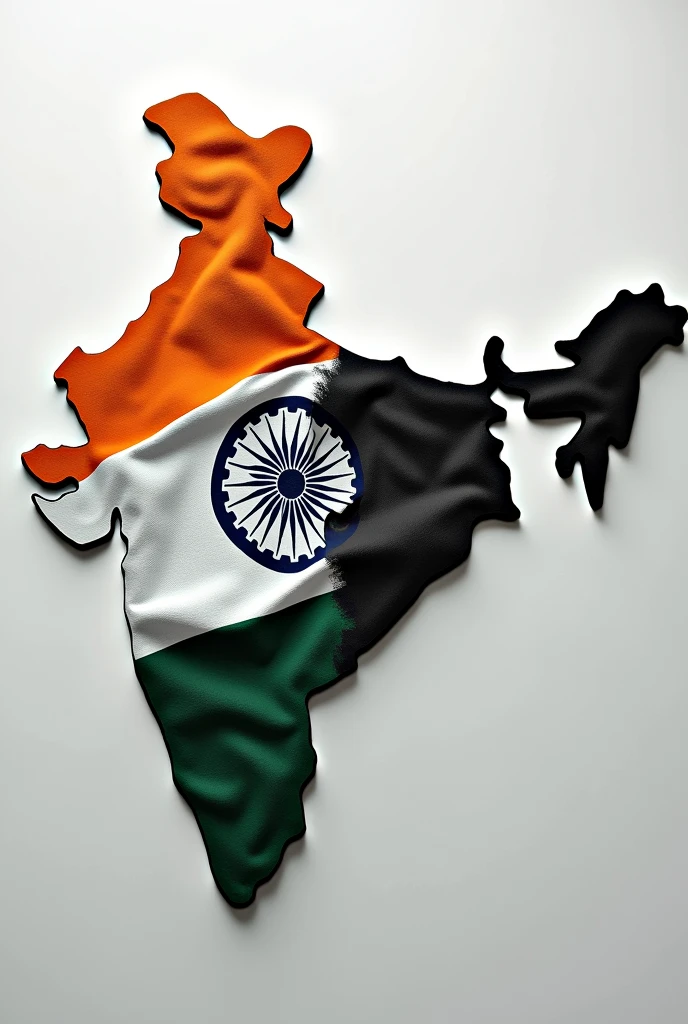 Half black white, half tricolour india map