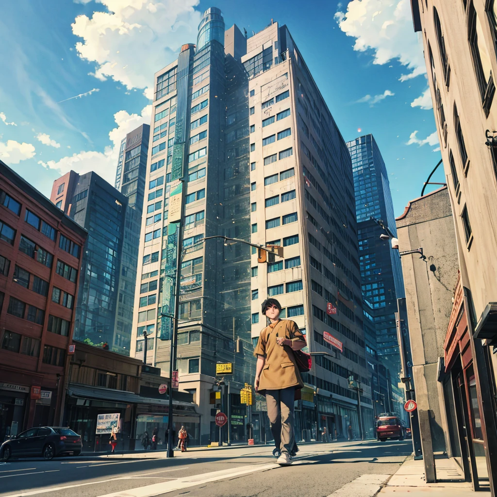 Giant boy destroys building with his feet。