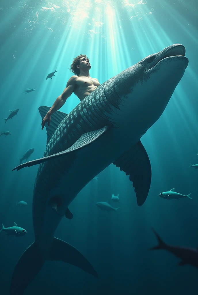 A man on the fish or fish in occean