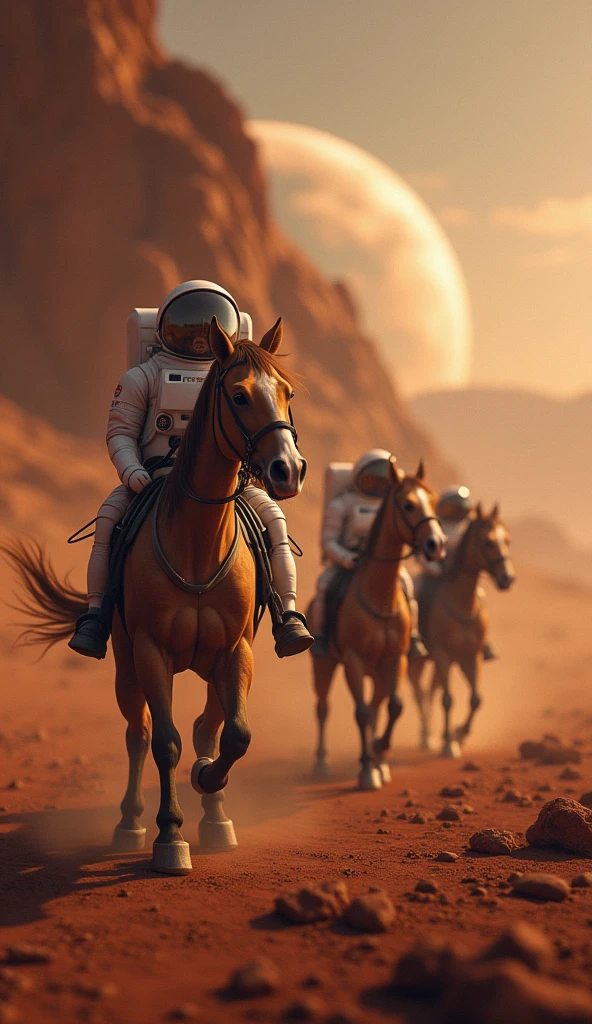 Photo quality　Ultra-Real((Spaceship))　((Close-up))   ((Cat 3 horses))　Spaceshipのmiddleから見送る宇宙飛行士猫　astronaut cat　Gazing into the distance　Mars exploration　((Spaceshipの修理)middle))　High five　Armageddon-like