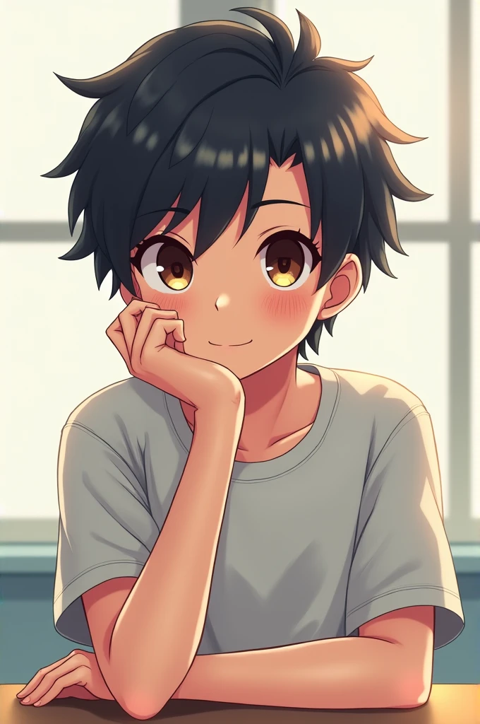 anime chống cằm áo thun
