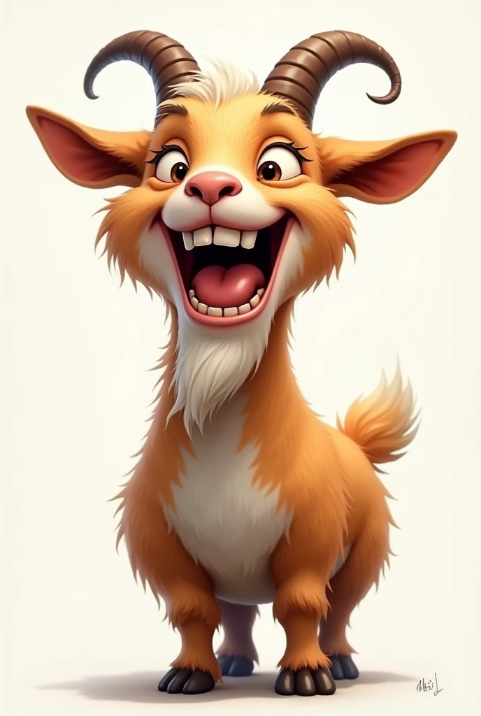 A goat laughing