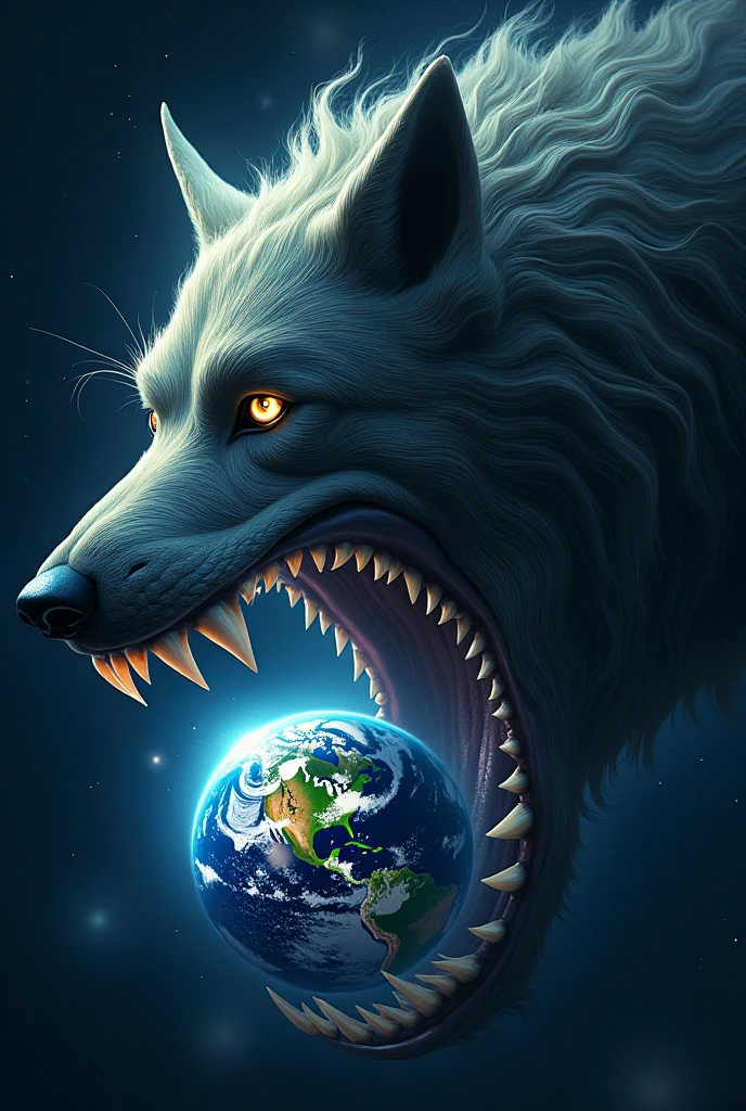 Earth in dog mouth