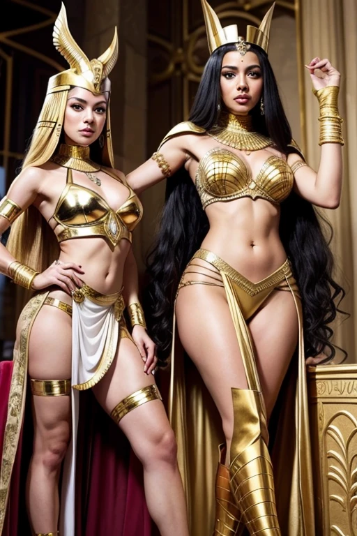 Pharaoh Queen's Crown, Cleopatra, thick long gold chain with diamonds, intricately detailed, big breasts, Photorealistic hyperrealism, Pixiv trend, camel toe, реалистичная big breasts, sagging breasts, ta Ecchi, hentai, bimbo lips, thick thighs, panties, Perfect angle, perfect view, perfect pose, dynamic pose, pose models, Fashionable Korea, elegant, Rich girl, Realistic depth of field, Volumetric lighting, Ray tracing, Octane render, a high resolution, perfect body, perfect face, perfection masterpiece, seductive look, flawless kawaii perfect eyes, идеальные thick thighs, beautiful photorealistic background, geisha Cleopatra