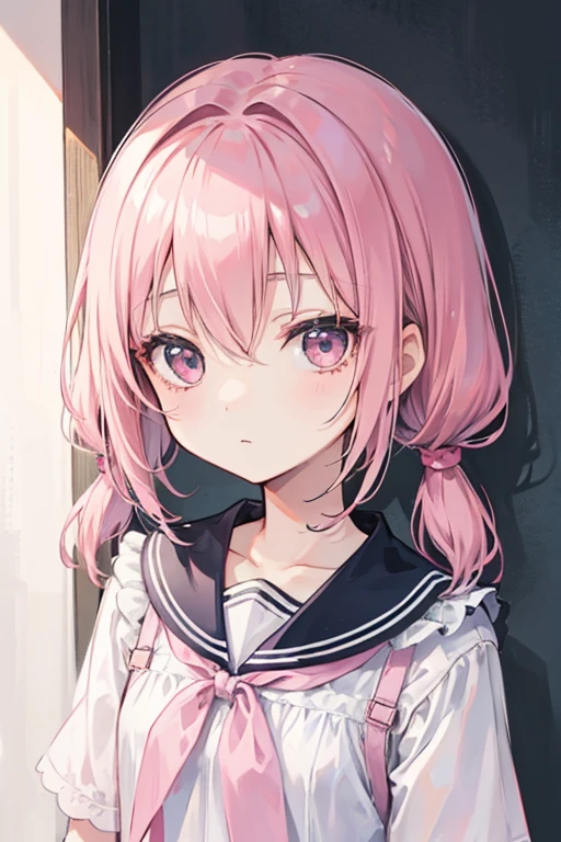 Expressionless、delicate、Chibi、Young Girl、Short、Pink Hair、Twin tails