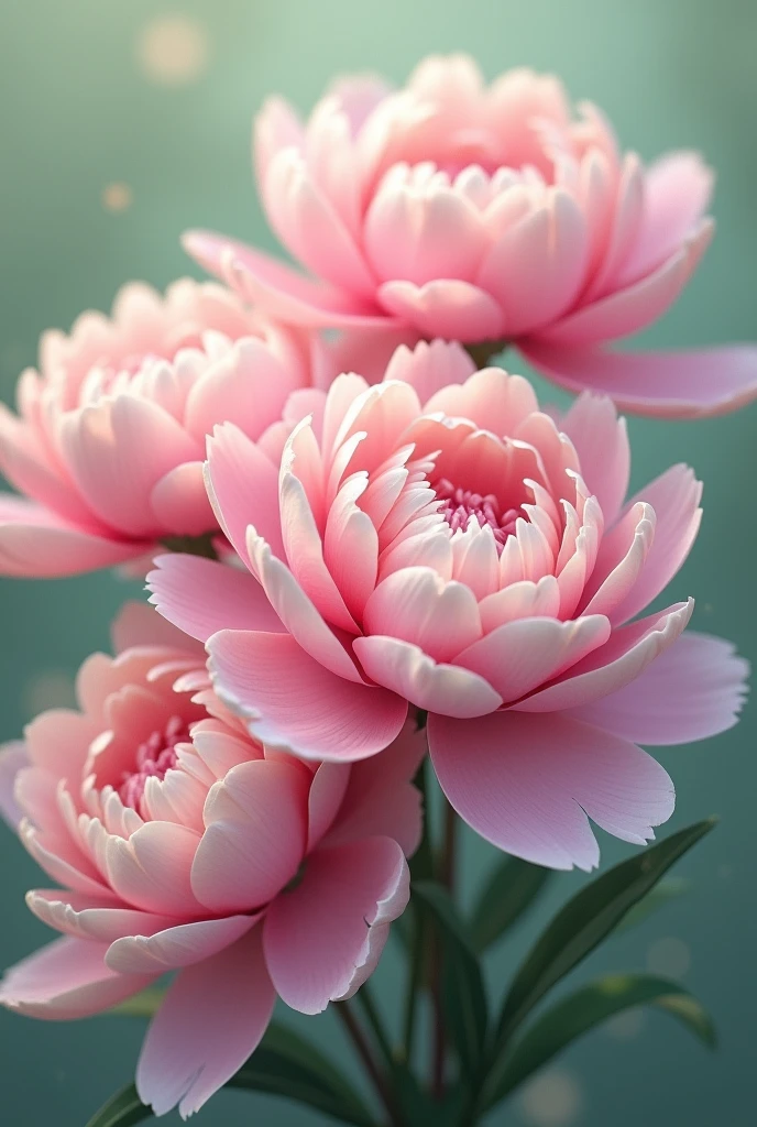 peony, 1 bundle, pastel color, green background, non-cheesy color
