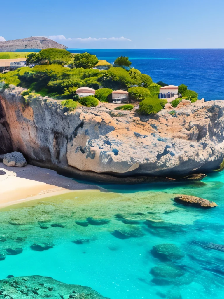 arafed view of a rocky cliff and clear blue water, by Alexis Grimou, turquoise water, by Tom Wänerstrand, view from the sea, island with cave, puddles of turquoise water, blue waters, turquoise ocean, red sea, incredibly beautiful, azure blue water, clear blue water, by Constantine Andreou, white stone arches, cyprus