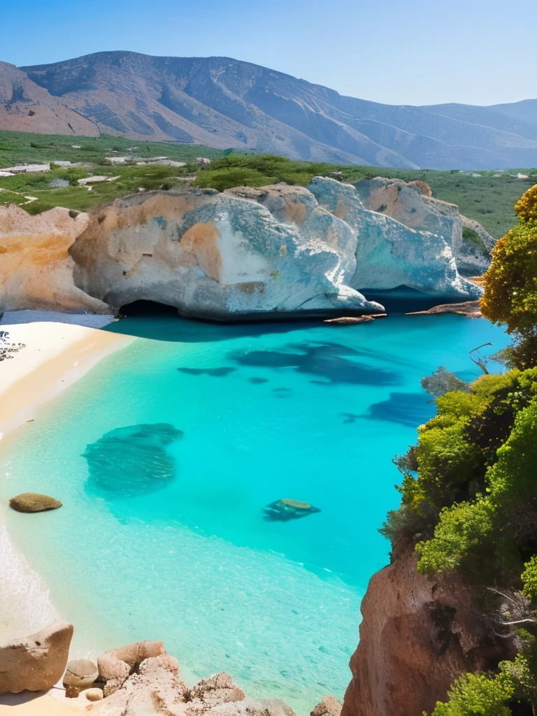 arafed view of a rocky cliff and clear blue water, by Alexis Grimou, turquoise water, by Tom Wänerstrand, view from the sea, island with cave, puddles of turquoise water, blue waters, turquoise ocean, red sea, incredibly beautiful, azure blue water, clear blue water, by Constantine Andreou, white stone arches, cyprus