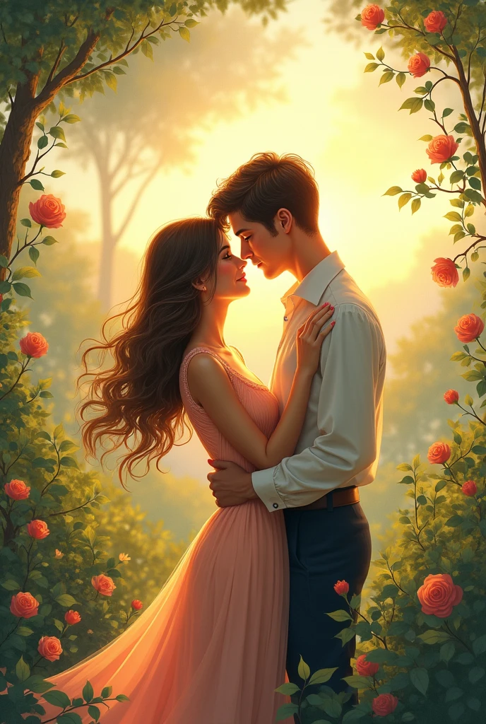 A cover of a short story about the love of a young man and woman.