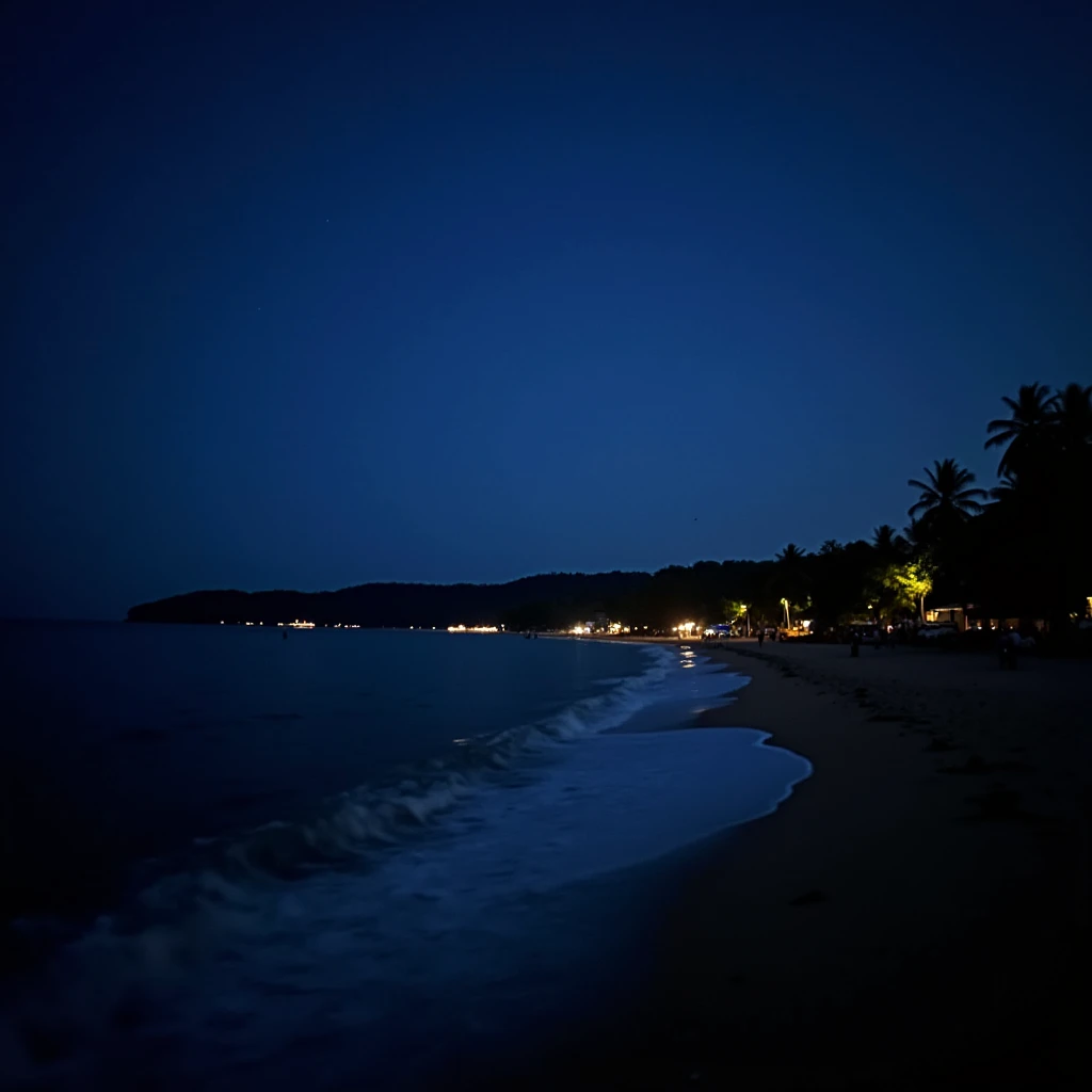 A coastal town in kerala with bioluminescence, not so crowded....