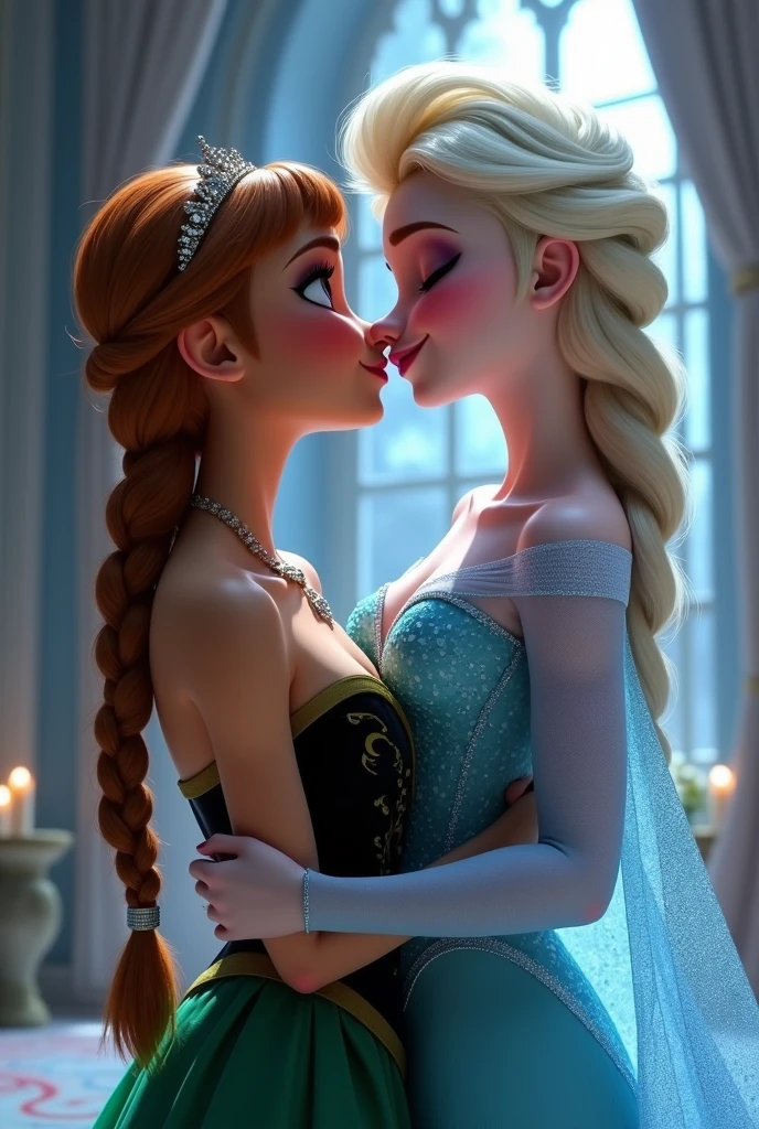 princess tiana naked kissing elsa naked (orgasm face)