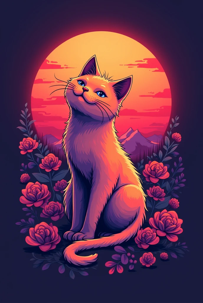 Generate the logo for a candy company . Let it be a cat and a sun as the central element, use a color palette that is only of these two colors: red and purple.
Let it be a logo with a simple style similar to the Japanese one, that is psychedelic. make drawing easier, and that highlights the purple and red colors. Just those two colors. Let the cat have a Japanese drawing style. Let it be sun and the cat, solo red and purple. No orange or yellow. Let it be a company logo, I like now that you mention what a candy company is.