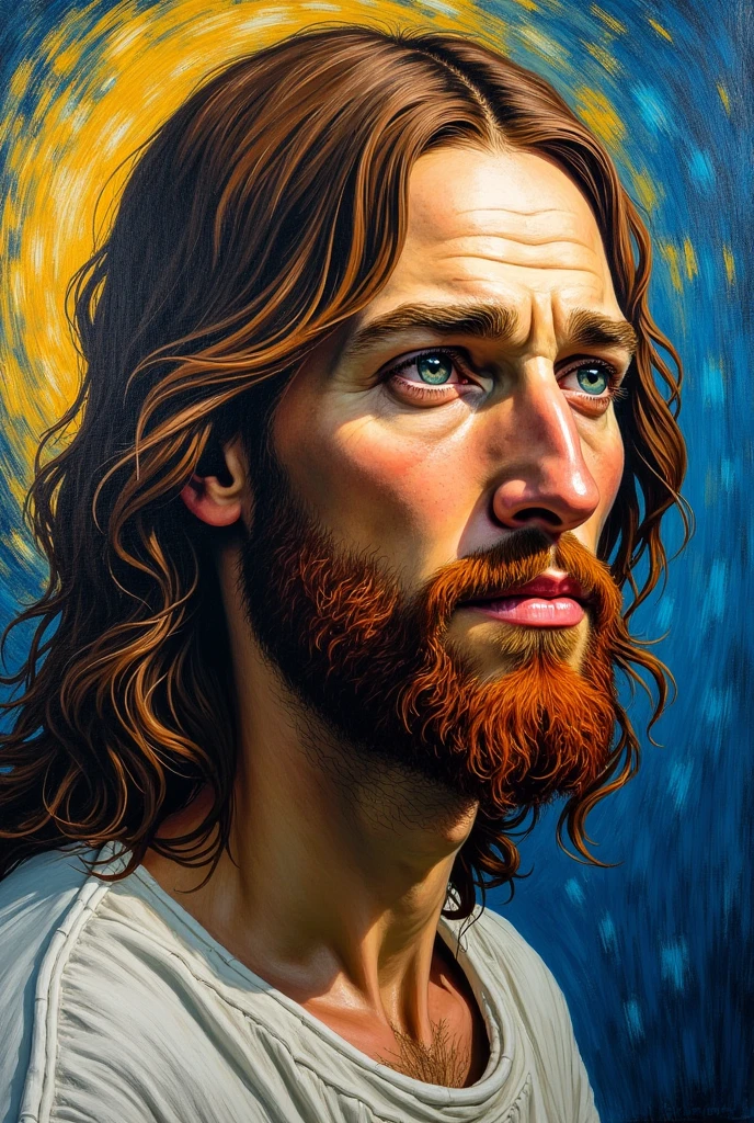 Self-portrait of Jesus Christ in Van Gogh style