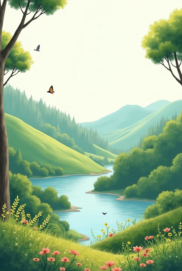 A landscape drawing on environmental awareness 