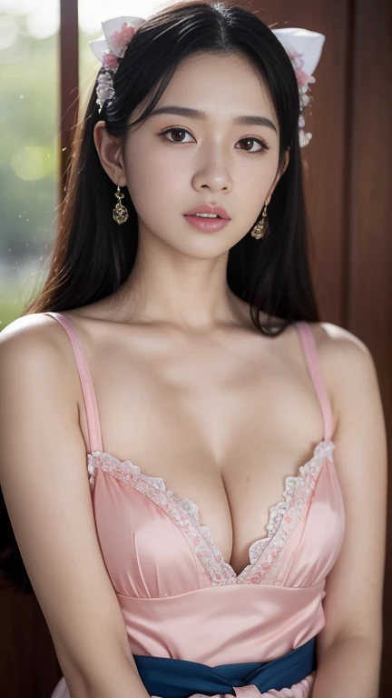 8k, RAW Photo, Best Quality, Masterpiece: 1.2), (Realistic, Photo Realistic: 1.4), {{{1girl}}},, Depth of Field, Full Body, Cinematic Lighting, princess 18 years old cute, (small ,cleavage), Beautiful Facial Features, Beautiful Body, Sweating, , Depth of Field, Skin, Ears, Pale Skin, Best Quality, Masterpiece, Illustration, an extremely deciple and beautiful, extremely detailed,CG,unity,8k wallpaper,amazing,finely detail,master,best quality,official art,extremely detailed CG unity 8k wallpaper,ridiculous,incredibly ridiculous,huge file size, super verbose, high resolution, very verbose, Beautiful detailed girl, very detailed eyes and face, beautiful detailed eyes, light on face, (Hanfu: 1.1), lace silk thin, petticoat, white pink, blue