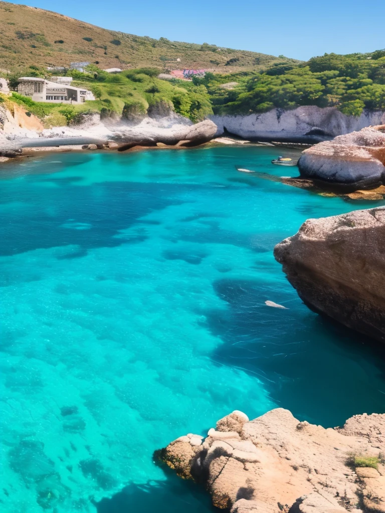 arafed view of a rocky cliff and clear blue water, a picture by Alexis Grimou, unsplash, les nabis, turquoise water, island with cave, view from the sea, puddles of turquoise water, blue waters, turquoise ocean, red sea, incredibly beautiful, azure blue water, clear blue water, white stone arches, cyprus