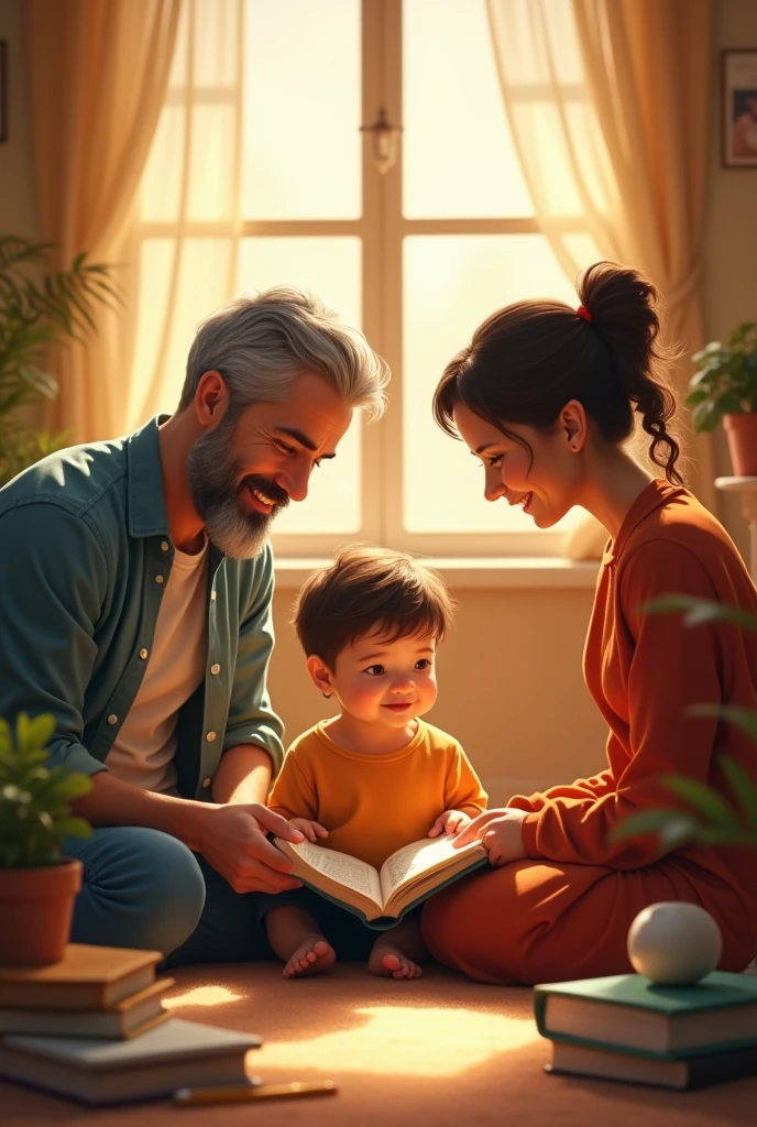 Image showing a young  son learning from his parents from advice or guidance 