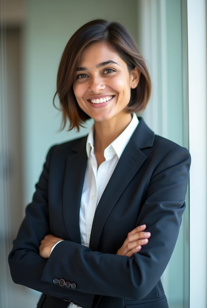 "Create a professional and engaging profile picture featuring a indian person with [specific attributes or style, e.g., 'a friendly smile and confident posture'] in [specific setting, e.g., 'a modern office environment' or 'a clean, neutral background']. The individual should have [specific features, e.g., 'short brown hair, wearing a business casual outfit'] and convey [desired emotion or characteristic, e.g., 'approachability and professionalism']."
