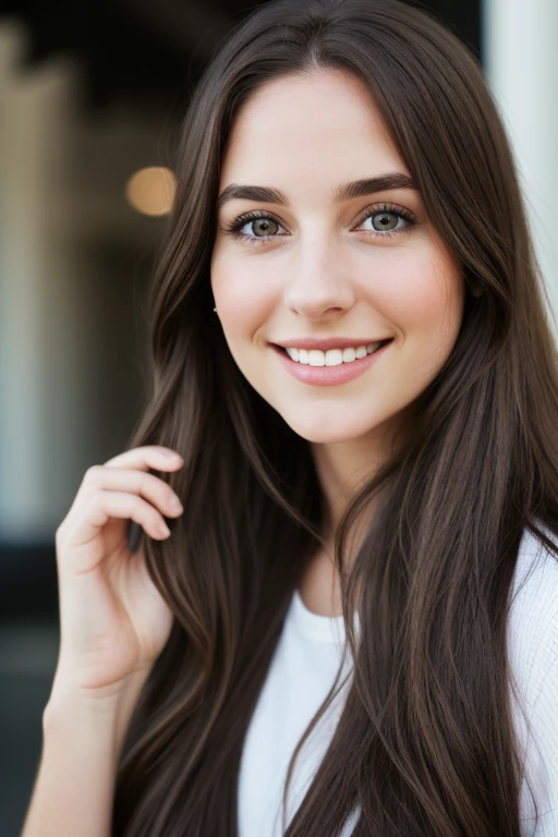 1woman, (realist:1), brown hair, Long hair, black eyes, happy, Whole body,