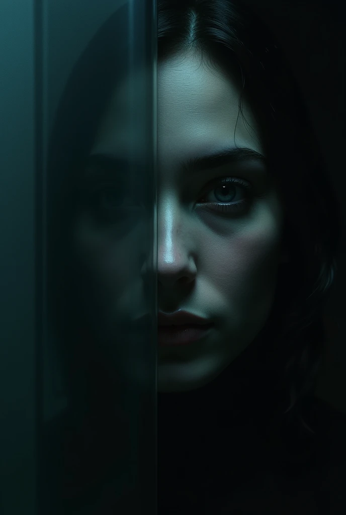 An image that suggests ambiguity, like a partially pixelated human face or a robotic eye peering from the darkness