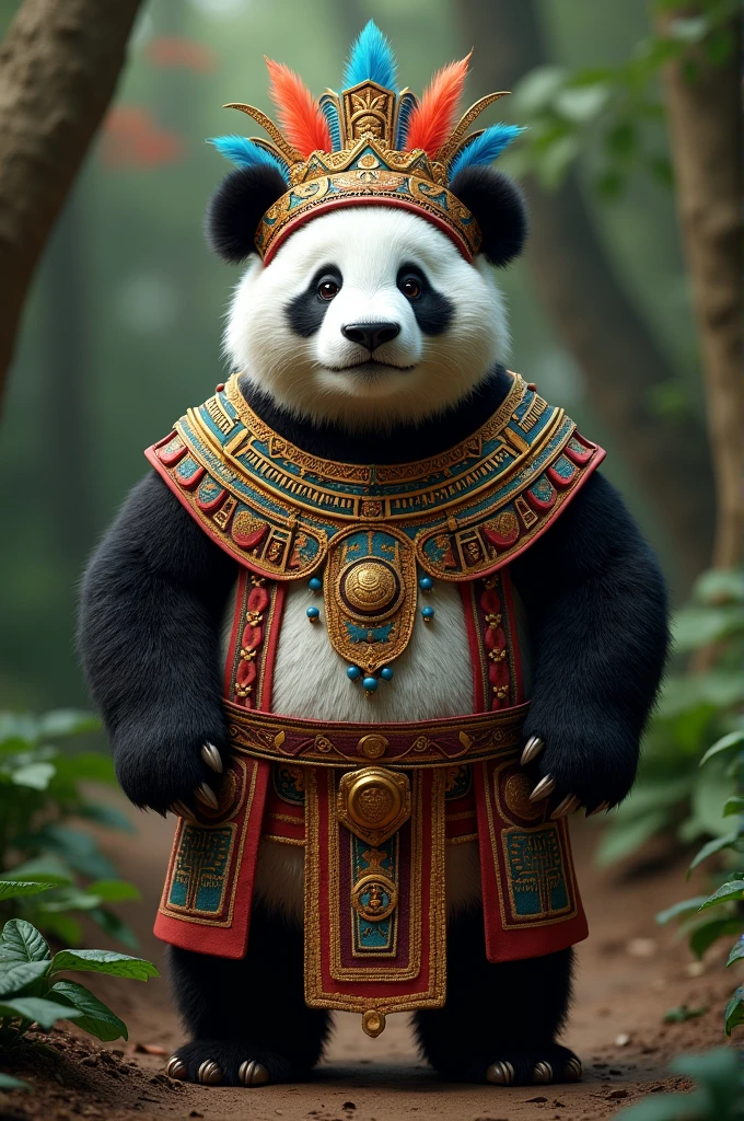 Panda in Aztec clothing