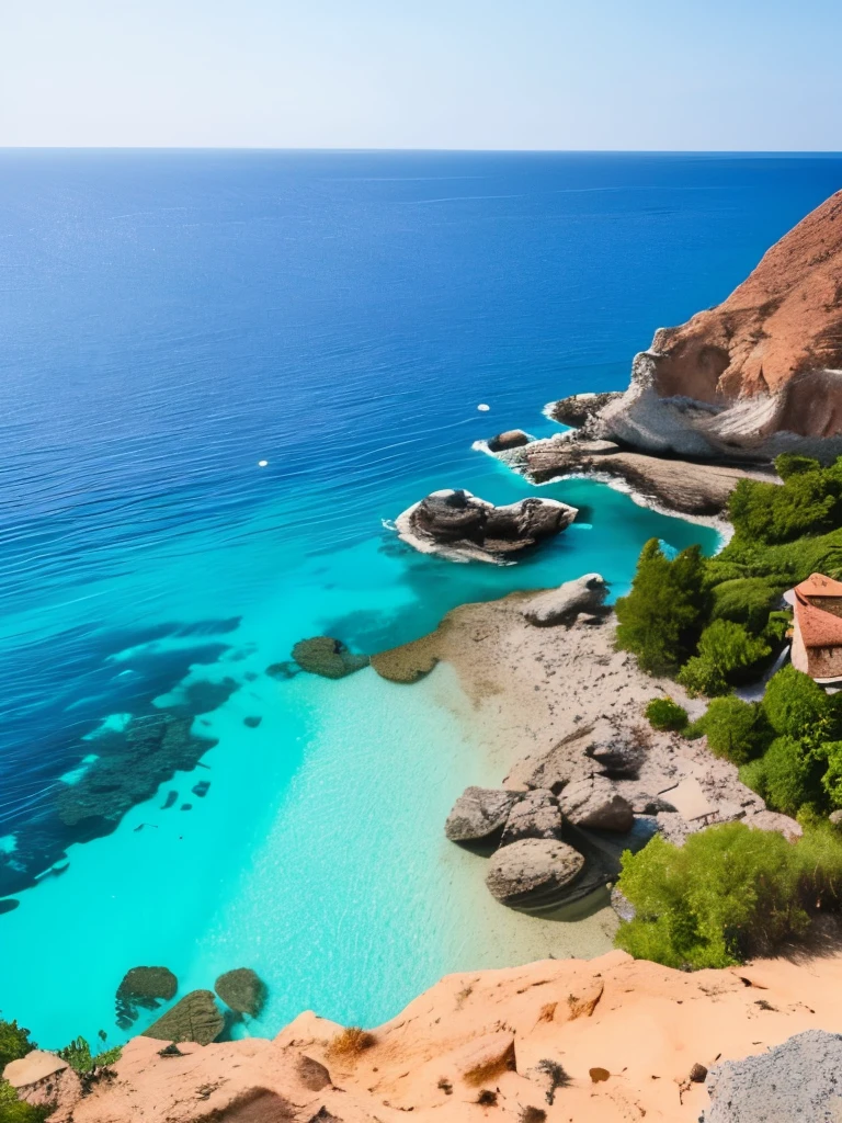 arafed view of a rocky cliff and clear blue water, a picture by Alexis Grimou, unsplash, les nabis, turquoise water, island with cave, view from the sea, puddles of turquoise water, blue waters, turquoise ocean, red sea, incredibly beautiful, azure blue water, clear blue water, white stone arches, cyprus