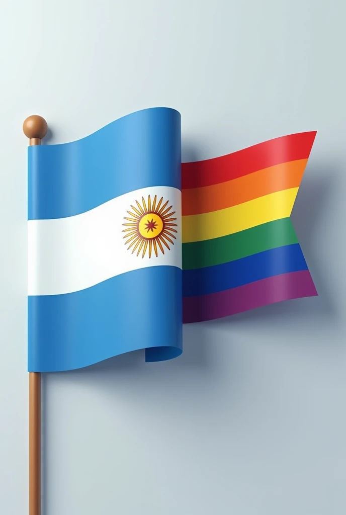 Argentine flag and LGBT flag mixed together 