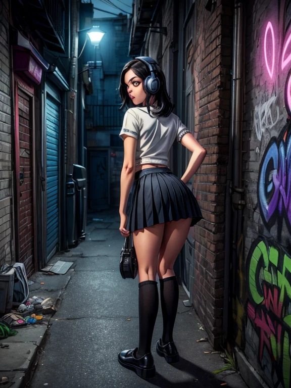 Emo girl, Background room, back view, On knees,обернулась, ideal figure, very confused, make you show your ass, spicy panties, stockings with garters, the situation excites her and makes her very embarrassed, holds panties with hand, so that they dont take it off, hyper realistic, 8k, insanely detailed, intricate details, photorealistic, chiaroscuro lighting, dramatic shadows, erotic composition, erotic atmosphere