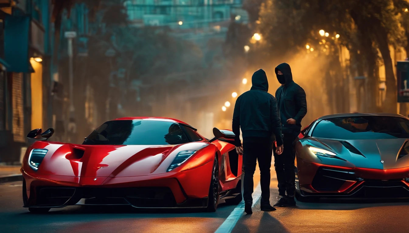 Two person robbing two super cars